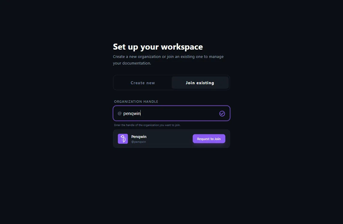 Join Organization Interface